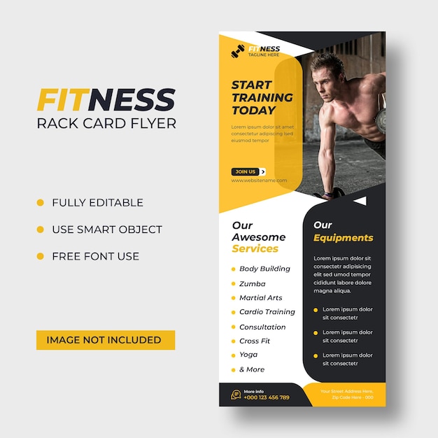 fitness rack card dl flyer template