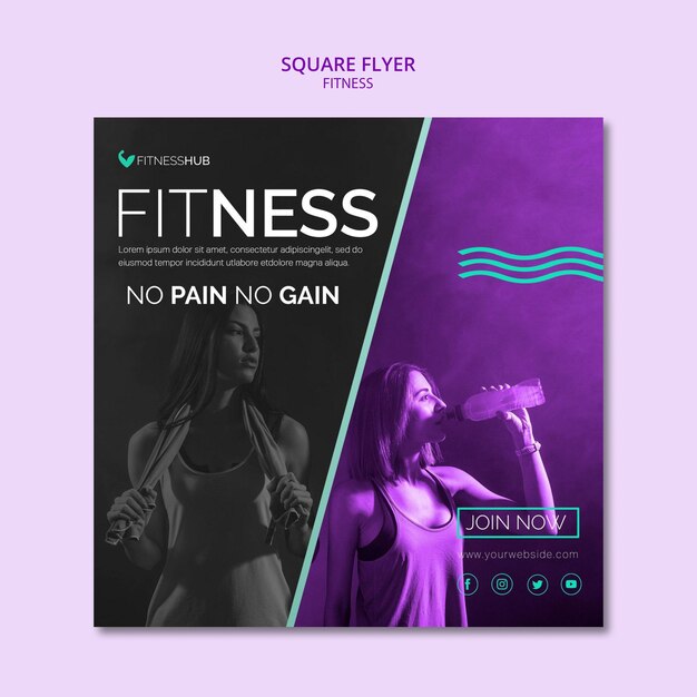 Fitness square flyer template