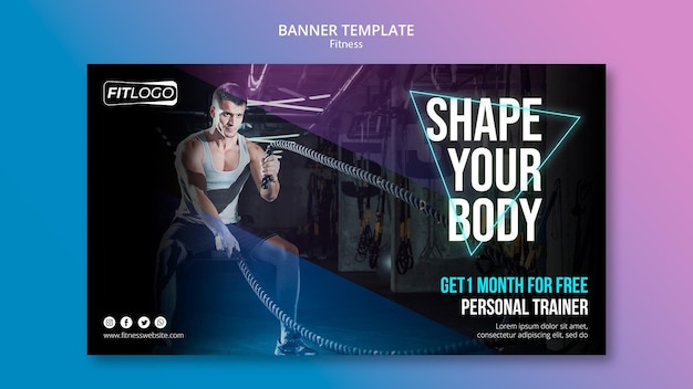 Free PSD fitness trainer template banner