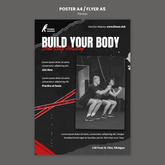 Fitness workout a4 poster template