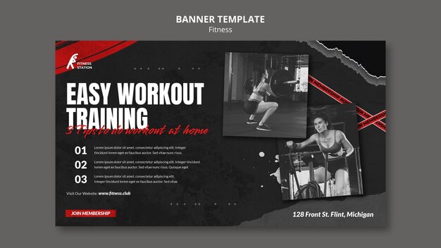 Fitness workout horizontal banner template