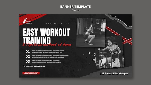 Fitness workout horizontal banner template