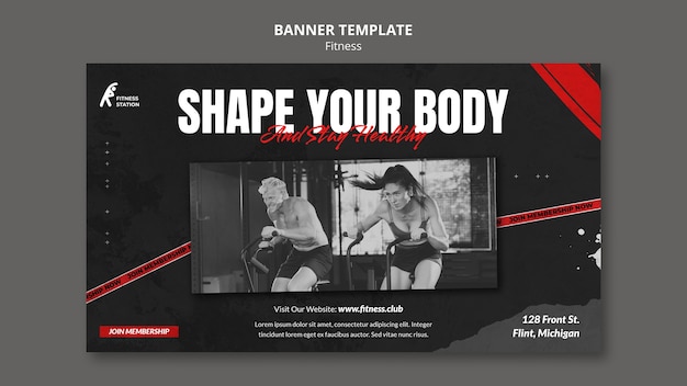 Fitness workout horizontal banner template