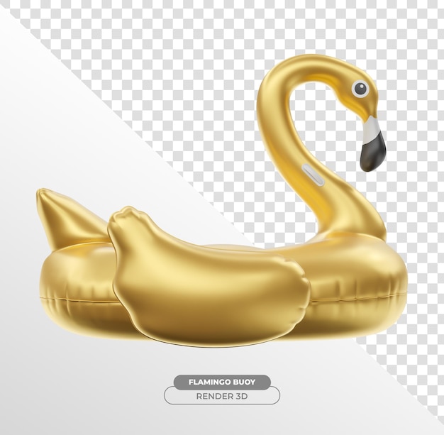 Flamingo golden inflatable 3d render with background transparent