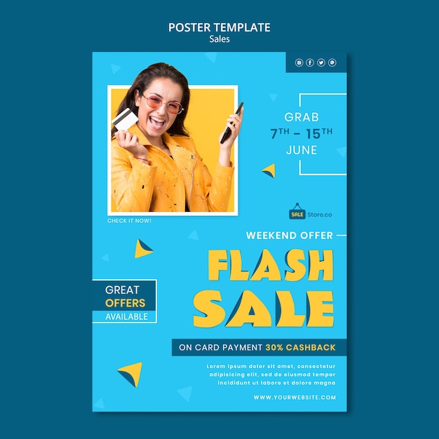 Free PSD flash sale poster template