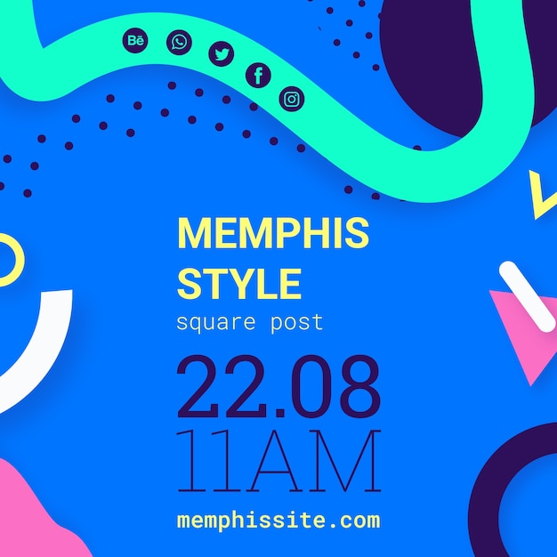 Flat blue memphis style background