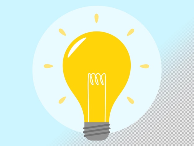 Free PSD flat bulb with light beams on a transparent background