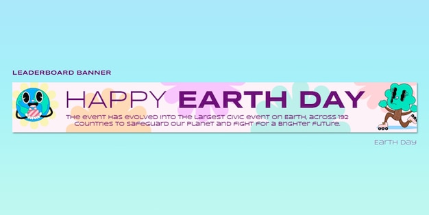 Free PSD flat cartoon world earth day leaderboard banner template