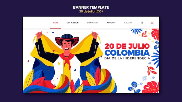 Free PSD flat design 20 de julio template design