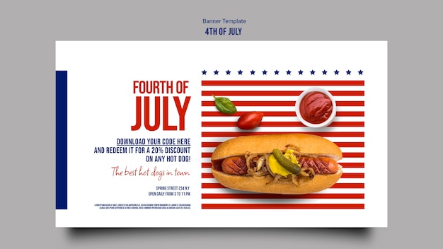 Flat design 4th of july banner template