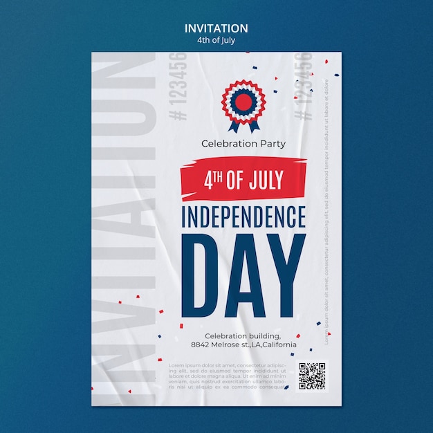 Free PSD flat design 4th of july template