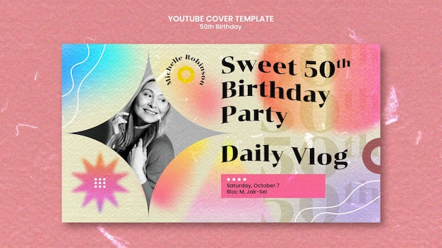 Free PSD flat design 50th birthday template