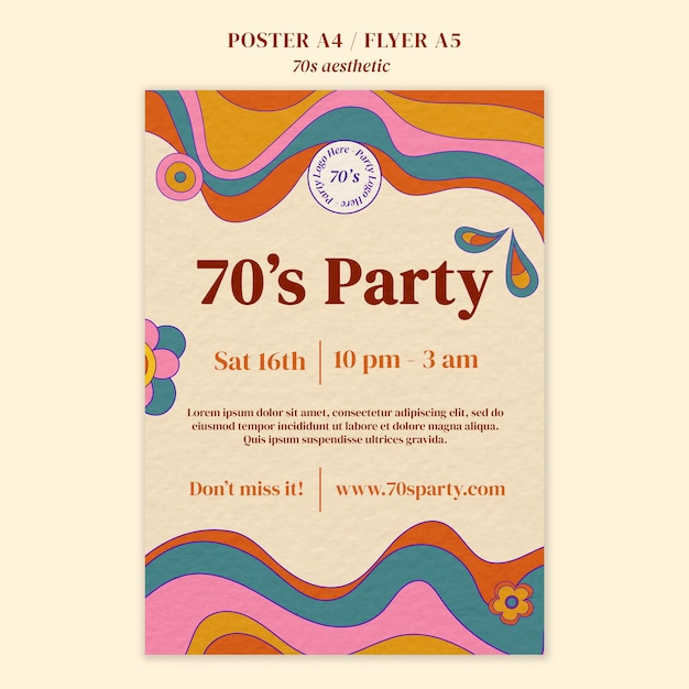 Free PSD flat design 70s aesthetic template