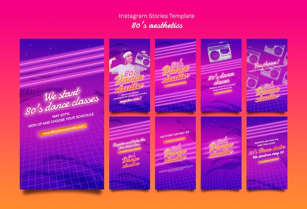 Free PSD flat design  80's aesthetics template