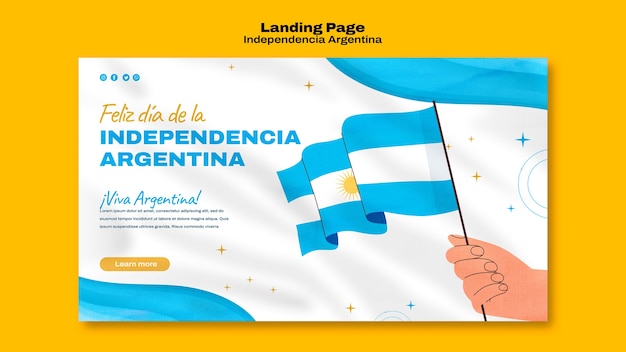 Free PSD flat design 9th of july landing page template