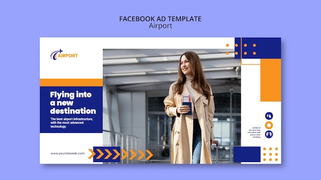 Free PSD flat design airport template template