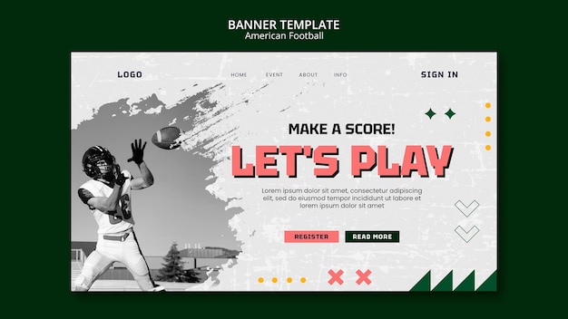 Free PSD flat design american football landing page