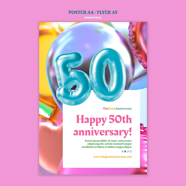 Free PSD flat design anniversary template