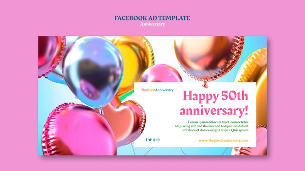 Free PSD flat design anniversary template