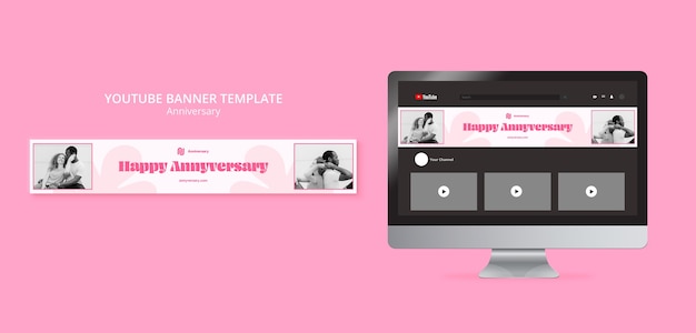 Free PSD flat design anniversary template