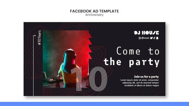 Free PSD flat design anniversary template