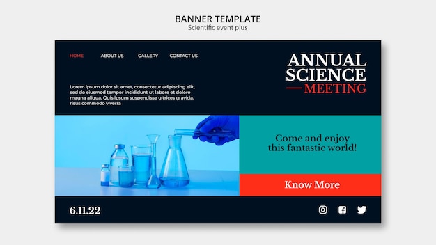 Free PSD flat design annual scientific event template