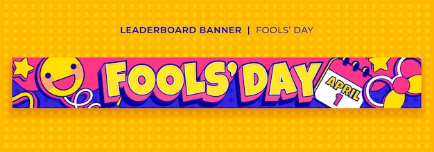 Flat design april fools celebration leaderboard banner