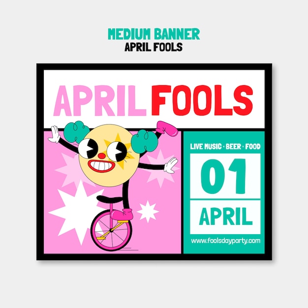 Free PSD flat design april fools celebration  medium banner