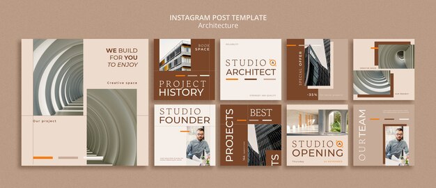 Flat design architecture design instagram post