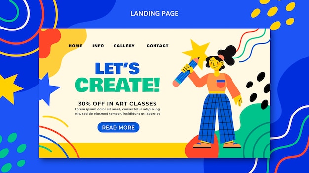 Free PSD flat design art class template