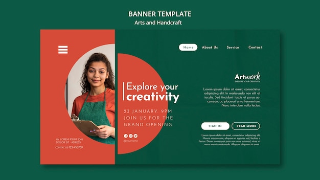 Free PSD flat design art and handcraft template