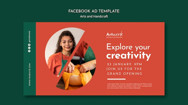 Free PSD flat design art and handcraft template