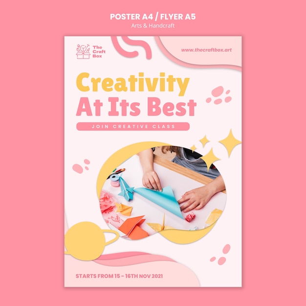 Flat design of art and handcrafts poster or flyer template