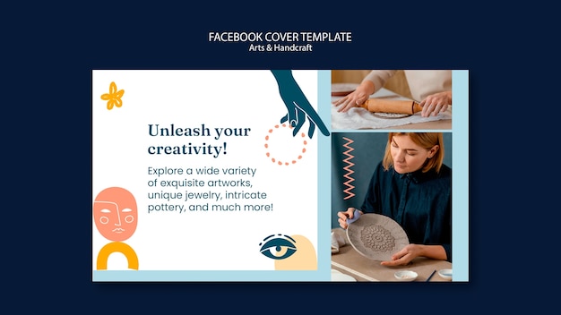 Free PSD flat design arts and handcraft facebook cover