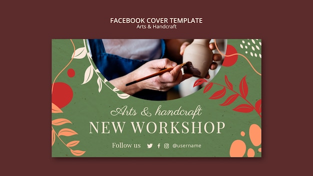 Free PSD flat design arts and handcraft facebook cover