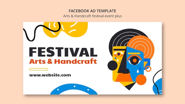 Free PSD flat design arts and handcraft facebook template