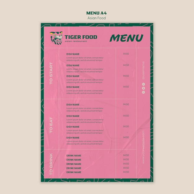 Free PSD flat design asian food template