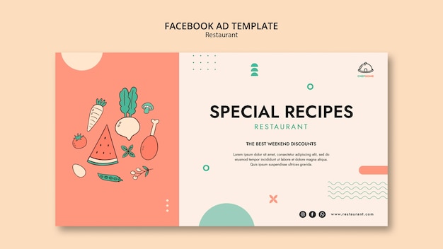 Free PSD flat design asian restaurant template