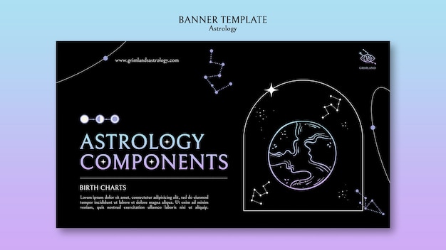 Free PSD flat design astrology banner template