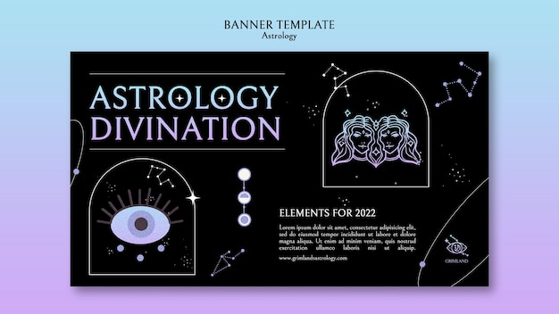 Free PSD flat design astrology banner template