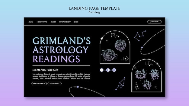 Free PSD flat design astrology landing page template