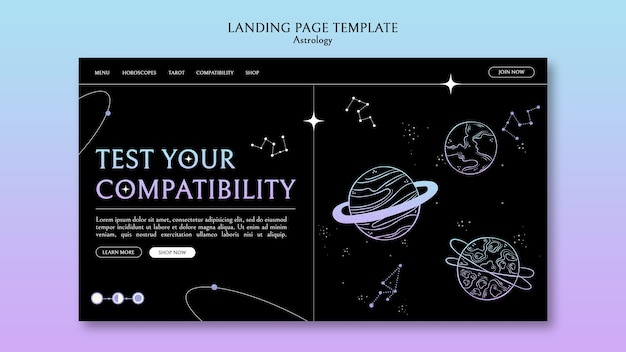 Free PSD flat design astrology landing page template