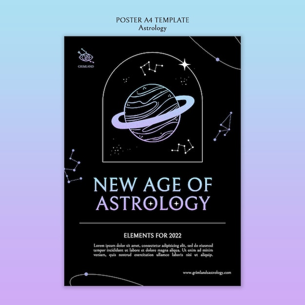 Free PSD flat design astrology poster template