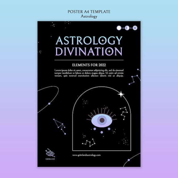 Free PSD flat design astrology poster template