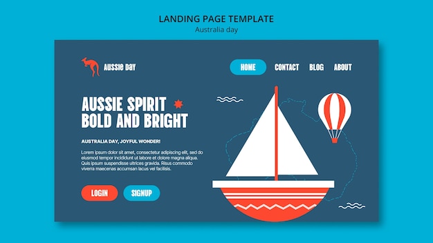 Free PSD flat design australia day landing page