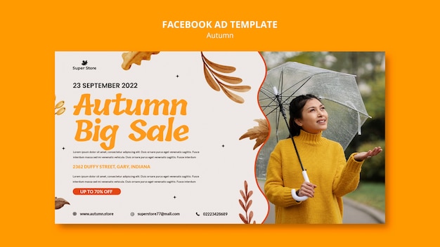 Flat design autumn facebook ad template