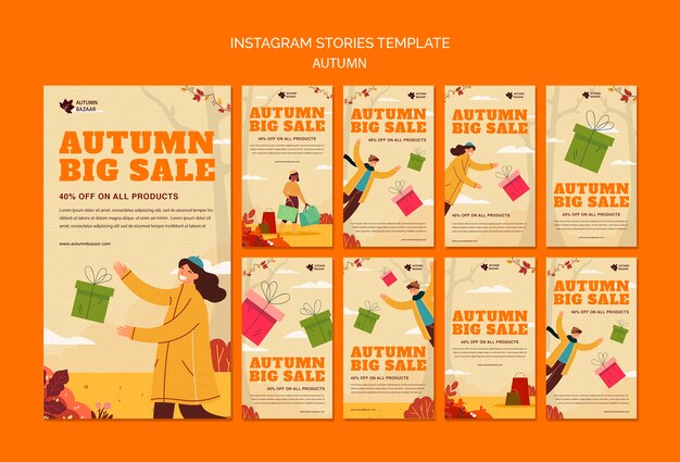 Flat design autumn sale template