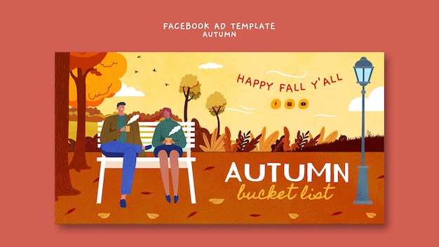 Free PSD flat design autumn season facebook template