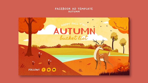 Flat design autumn season nature facebook template