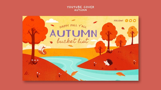 Free PSD flat design autumn season  youtube cover